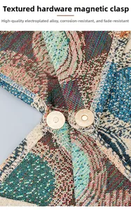 Detail of high-quality anti-corrosion electroplated alloy magnetic clasp on patterned bag