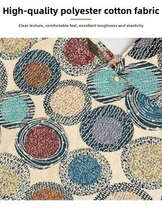 Detailed view of bohemian style spiral pattern on durable cotton polyester canvas fabric