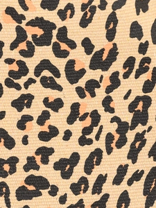 Macro view showing the detailed leopard print texture on this canvas tote bag