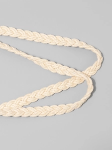 Grand sac cabas en toile tissée blanc cassé avec poignées en corde et fermeture éclair