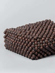 Handmade chocolate brown wooden beaded handbag with cream fabric lining for women