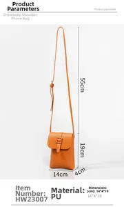 Detailansicht der orangefarbenen PU-Leder-Handytasche mit strukturierter Oberfläche