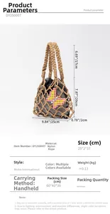 Detaillierte Größentabelle für handgefertigte Nylon-Netztasche mit Perlen-Schmetterling