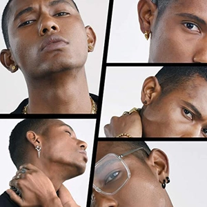 Lot de 8 boucles d'oreilles géométriques pour hommes en finitions noir, or et argent