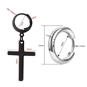 12-teiliges Set aus Edelstahl-Kreuzohrringen und dicken Creolen für Damen und Herren Schmuck