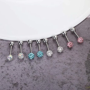 24-piece stainless steel stud earring set with colorful crystal pavé ball designs