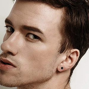 Minimalist matte black round stud earring for men made of premium stainless steel