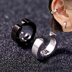Lot de 12 boucles d'oreilles magnétiques avec pendentifs croix en noir et argenté