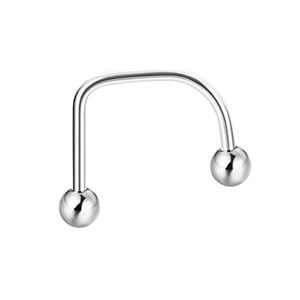 Polished silver stainless steel U-shaped body piercing jewelry with two ball ends