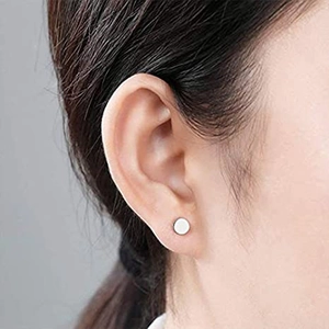 Minimalist 8mm round wood and stainless steel stud earring set for a daily sleek look