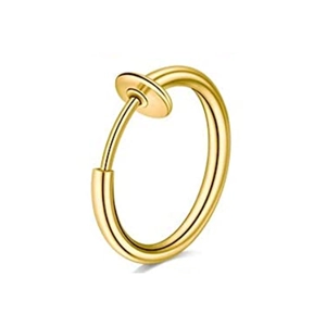 Golden stainless steel non-piercing ring with mirror finish for nose or ear