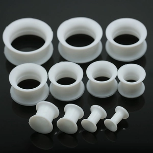 Ensemble de 11 écarteurs et tunnels d'oreille en silicone blanc de 3 mm à 25 mm de taille