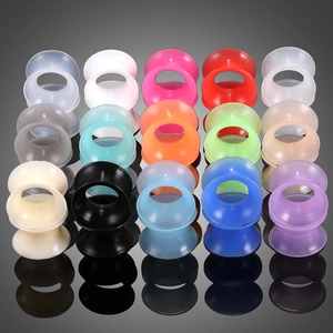 Set di tunnel per orecchie in silicone a doppia svasatura in quindici colori assortiti