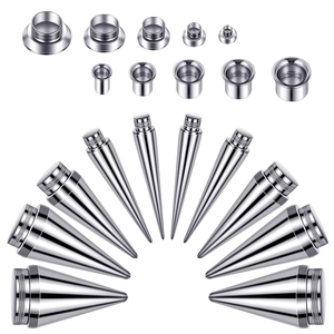 Professionele 316L roestvrijstalen oorspanner-set met tapers en tunnelsieraden