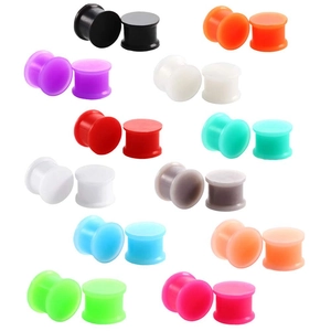 Silicone Ear Plugs Gauges Soft Solid Double Flare Saddle Flesh Tunnel Ear Expander For Body Piercing Jewelry Unisex