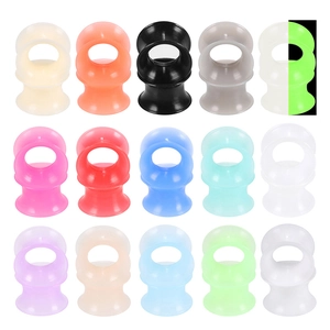 Vista dettagliata di dilatatori in silicone multicolore con speciale effetto luminescente
