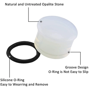 Translucent white opal ear plug expander with black silicone O-ring and anti-slip groove