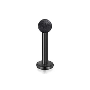 Black matte ball lip stud piercing made of durable stainless steel on white background