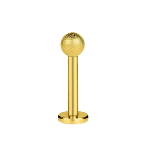 Gouden roestvrijstalen labret-piercing met een matte matte bal voor lip en het oor