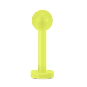 Neongelbes 16G Acryl-Labret-Piercing mit Kugel und flacher Basis für Lippenpiercings