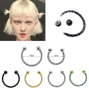 Hufeisen-Nasenpiercing mit gedrehter Spirale in Silber Schwarz Gold und Bunt
