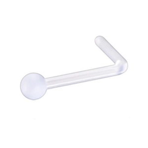 Clou de nez en acrylique Bioflex en forme de L avec petite boule pour piercing corporel