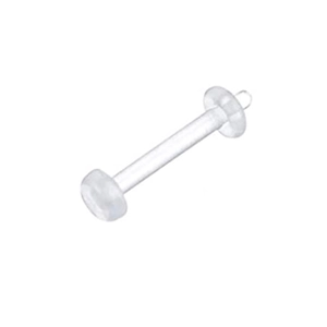 Clear acrylic labret stud 16G 14G piercing with flat back for discreet ear or lip wear