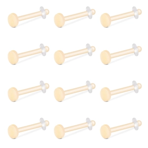 12-piece pack of skin tone bioflex lip studs with flat base and O-ring retainers