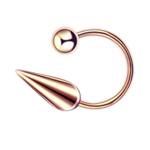 Polierter roségoldener C-Piercingring mit Kugel und spitzem Kegel am Ende