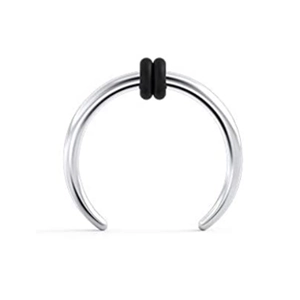 Polished stainless steel septum horseshoe ring with dual black rubber O-rings
