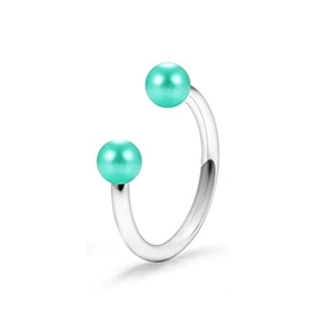 Polished horseshoe circular barbell body jewelry with vibrant turquoise pearl beads