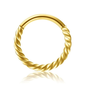 Anneau de nez doré en acier inoxydable avec design torsadé pour bijoux de piercing