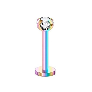 Set di labret 16G in acciaio arcobaleno con pietre rotonde in zirconia cubica