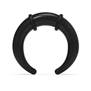 Detail of black acrylic septum pincher with dual rubber o-rings for secure piercing fit
