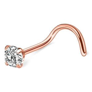 Nasenstecker-Spirale aus Roségold mit rundem Zirkonia in einer klassischen Vier-Krallen-Fassung