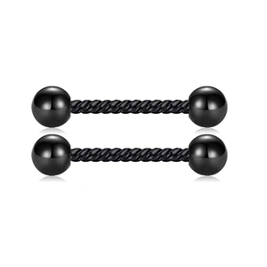 12-piece black twisted 14G barbell set with acrylic frosted balls for body piercing