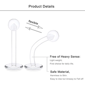 12-piece set of flexible acrylic labret studs with lightweight safe skin-friendly material