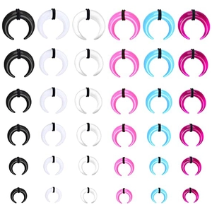 Acrylic Bull Horn Crescent Ear Taper Expander Stretching Kit With Rubber O-Rings Nose Septum Piercing Body Jewelry Men Women