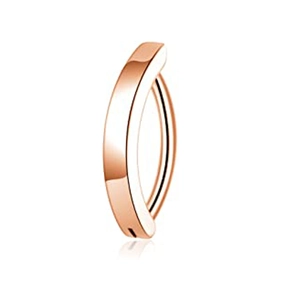 Polished rose gold curved navel ring with a sleek minimalist rectangular structure