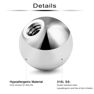 Bolas de repuesto para piercing en acero inoxidable 316L con rosca interna