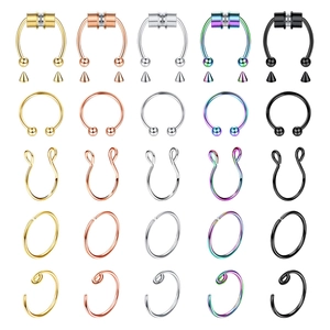 Ensemble d'Anneaux de Nez Faux Magnétiques en Acier Inoxydable Sans Perçage Clip en U Forme de Fer à Cheval Bijoux de Corps