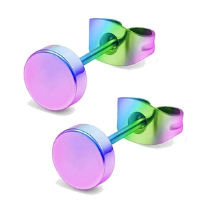 Lot de 36 paires de boucles d'oreilles en acier inoxydable avec finition arc-en-ciel