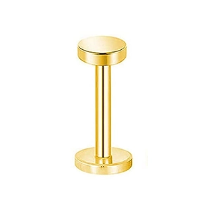 Gioiello per piercing labret a testa piatta in acciaio inossidabile dorato lucido