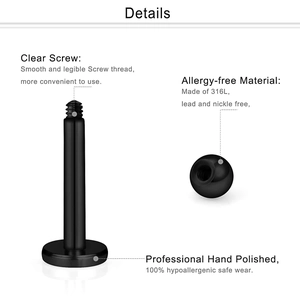 12pcs black 316L stainless steel labret set with rhinestone balls and external thread