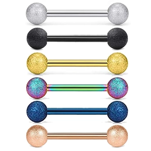 Bijoux de Piercing Corporel Barbell en Acier Inoxydable Sphère Mate Anneau de Mamelon Clou de Langue Unisexe Style Punk