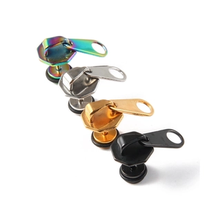 Pendientes punk de acero inoxidable con forma de cremallera en cuatro colores metalizados