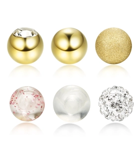Lot de 12 piercings de langue en acier doré avec boules acryliques UV pailletées