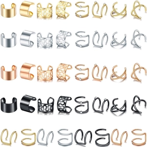 Assortimento di Orecchini a Clip in Lega Minimalista per Donna Uomo Senza Buco Geometrici a Onda Orecchini a Clip Gioielli