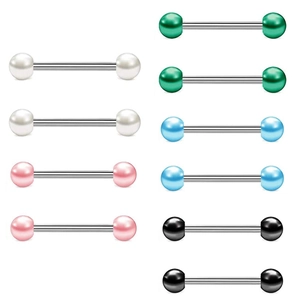 Kit de piercings haltères en acier inoxydable avec boules de perles colorées