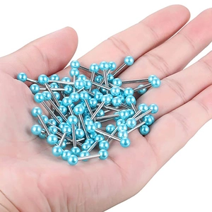 Piercings de langue et tétons en acier inoxydable avec des billes en acrylique bleu